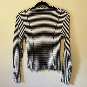 & Other Stories striped lettuce hem stretchy top
